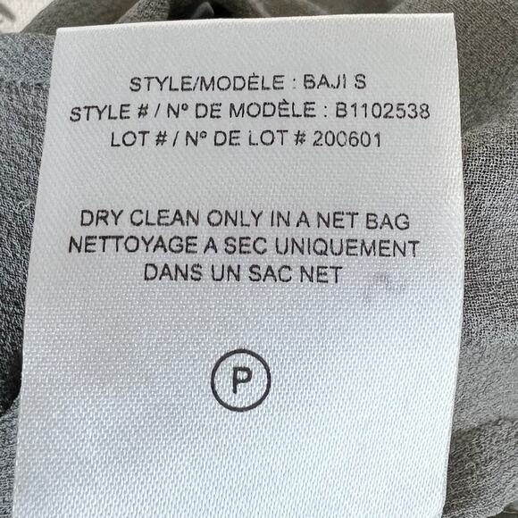 Theory Baji S Metal Droplets Grey Silk Blouse Size Small - Picture 9 of 10